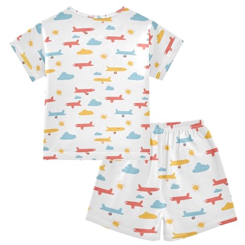 Plane Clouds Cute Pajama Set Pajamas Sleepwear Nightwear Loungewear Clothes Set B04035822