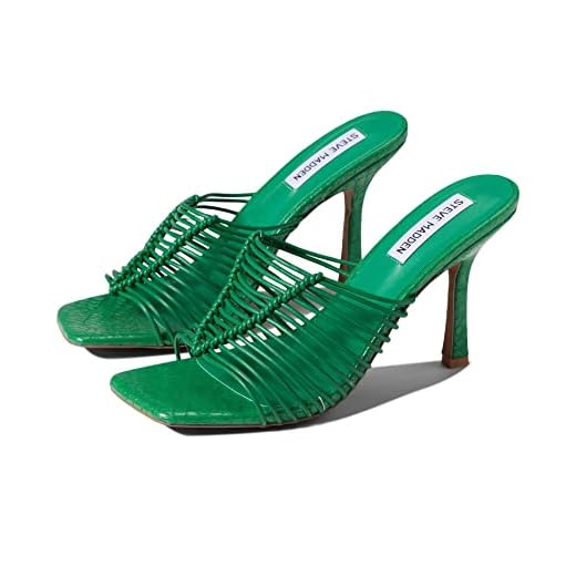 Steve Madden Women's Bonds Heeled Sandal, Green, 8