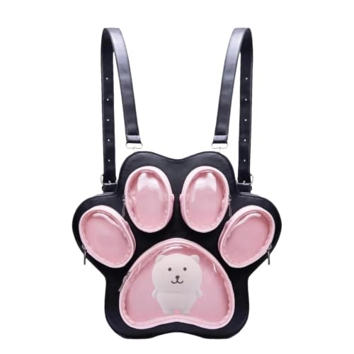 Sac à dos en peluche chat mignon avec fermeture éclair sac de rangement kawaii école