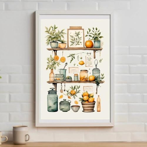 Toile orange vintage pour cuisine : cadre de vie chaleureux 70x100 cm