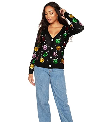 Image of Tipsy Elves Classic Cute Cardigan Ugly Christmas Sweaters for Women with Fun Patterns and Animals