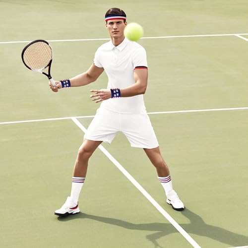 SHANGXING American Flag Sports Headband and Wristband Sweatband Set with Socks, 2 Sets - Image 5