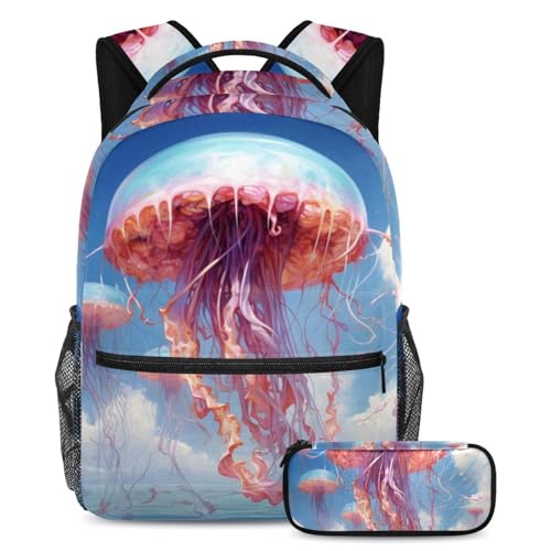 Sac à dos avec trousse Méduse pour les trajets scolaires et les sorties des adolescents