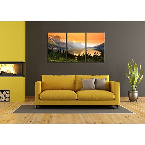Us Montana Wall Art St. Mary Lake Wall Decor Glacier National Park Picture Canvas Print Wild Goose Island Painting Poster Framed Home Living Room Bedroom Decoration Ready To Hang(54''Wx30''H) #TOP2