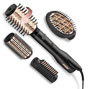 BaByliss Big Hair Luxe Rotierende Warmluftbürste, Föhnbürste mit 4 Aufsätzen zum Glätten, Bürsten und für Volumen und Form, Luxuriöse Föhnbürste für Glanz und Geschmeidigkeit, Testsieger, AS970E