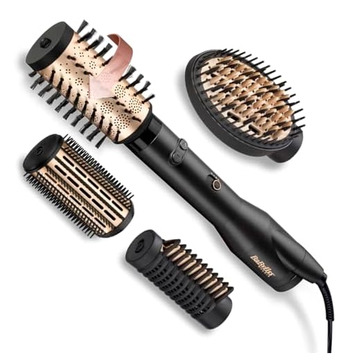 BaByliss AS970E Cepillo de Aire Caliente Big Hair Luxe, Cepillo secador de pelo, 4 Cabezales, Iónico, Rotación multidireccional