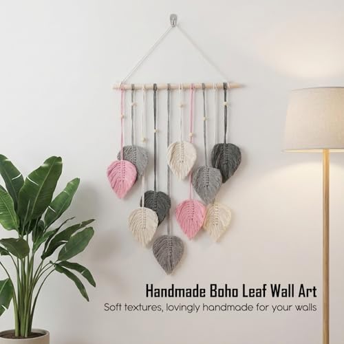 Image of Nostrae by Ekhasa Macrame Wall Hanging Leaves | Boho Wall Hanging Big Size | Handmade Macrame Wall Decor for Bedroom, Living Room, Balcony & Nursery | Boho Theme Home Decor Tapestry