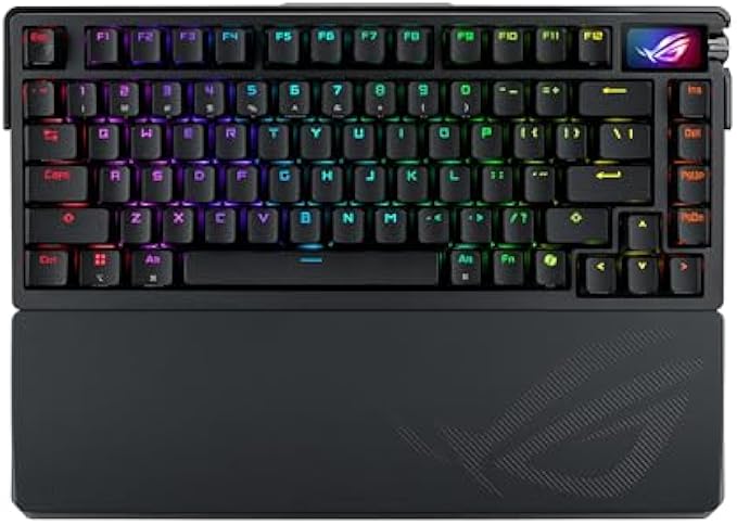 ROG Azoth Extreme 75 Custom Gaming Keyboard, Aluminum Chassis, Carbon Fiber Positioning Plate, Adjustable Gasket Mount, Three-Layer Dampening, Color OLED Touchscreen, ROG NX Snow Switches, PBT Keycaps