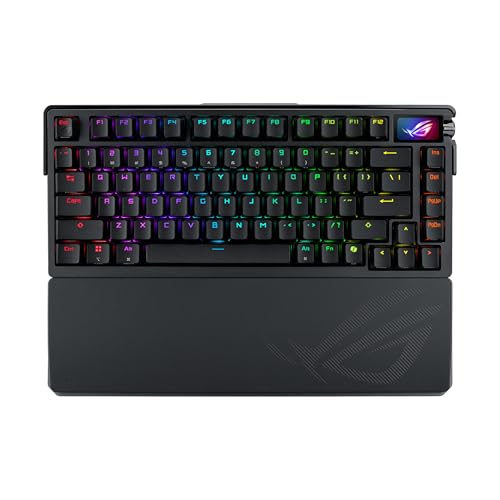 ROG Azoth Extreme 75 Custom Gaming Keyboard, Aluminum Chassis, Carbon Fiber Positioning Plate, Adjustable Gasket Mount, Three-Layer Dampening, Color OLED Touchscreen, ROG NX Snow Switches, PBT Keycaps