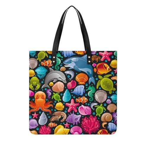 Grand sac de voyage pour femme tote bag imprimé dessin animé et sac shopper marine