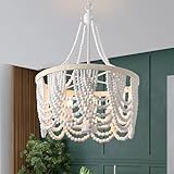 Wood Bead Chandelier 4 Lights