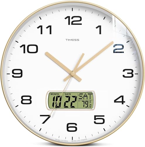 TIMESS Wall Clock, 13" Dial Non-Ticking Silent Battery Operated Analog