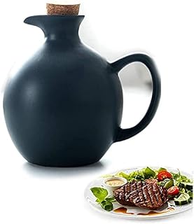 ZUOZUIYQ Botella de cerámica 500 ml con Tapa de Madera - Esquema de Color Azul - Ideal para Aceite de Oliva, vinagre o Salsa de Soja