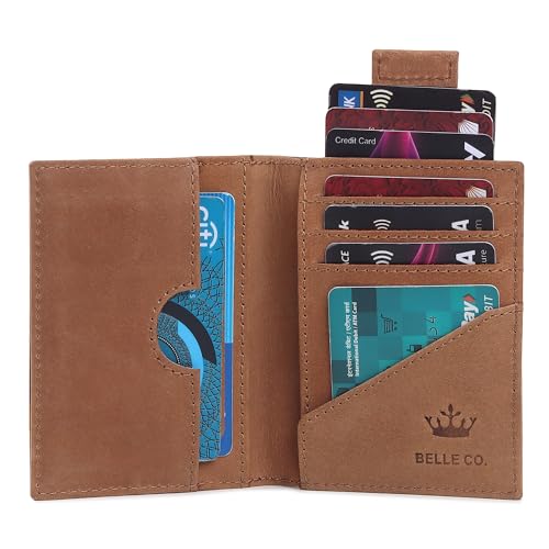 Image of Genuine Leather Bifold RFID Blocking Slim Stylish Credit Debit ATM Card Holder Wallet for Men Women (Tan Brown)
