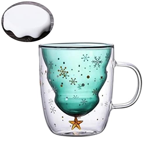 LKMY Tasses à café en verre à double paroi avec motif arbre de Noël 300 ml Cover