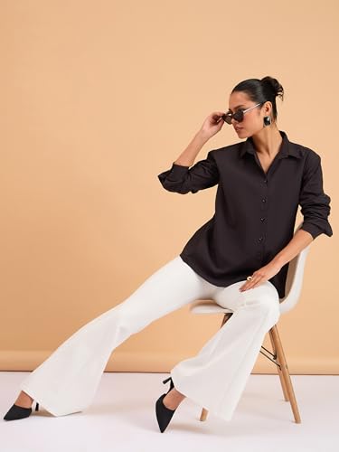 Image of barcino White 4-Way Stretch Bootcut Flared Trousers