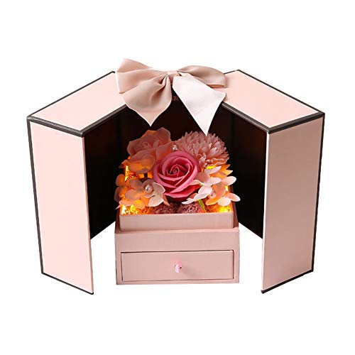 Hankyky Oeillet avec Lampe, Boucles d'oreilles Rouge À Lèvres Savon Éternel Rose Collier Fleur Coffret Cadeau pour Le Jour des Mères Saint Valentin Cover