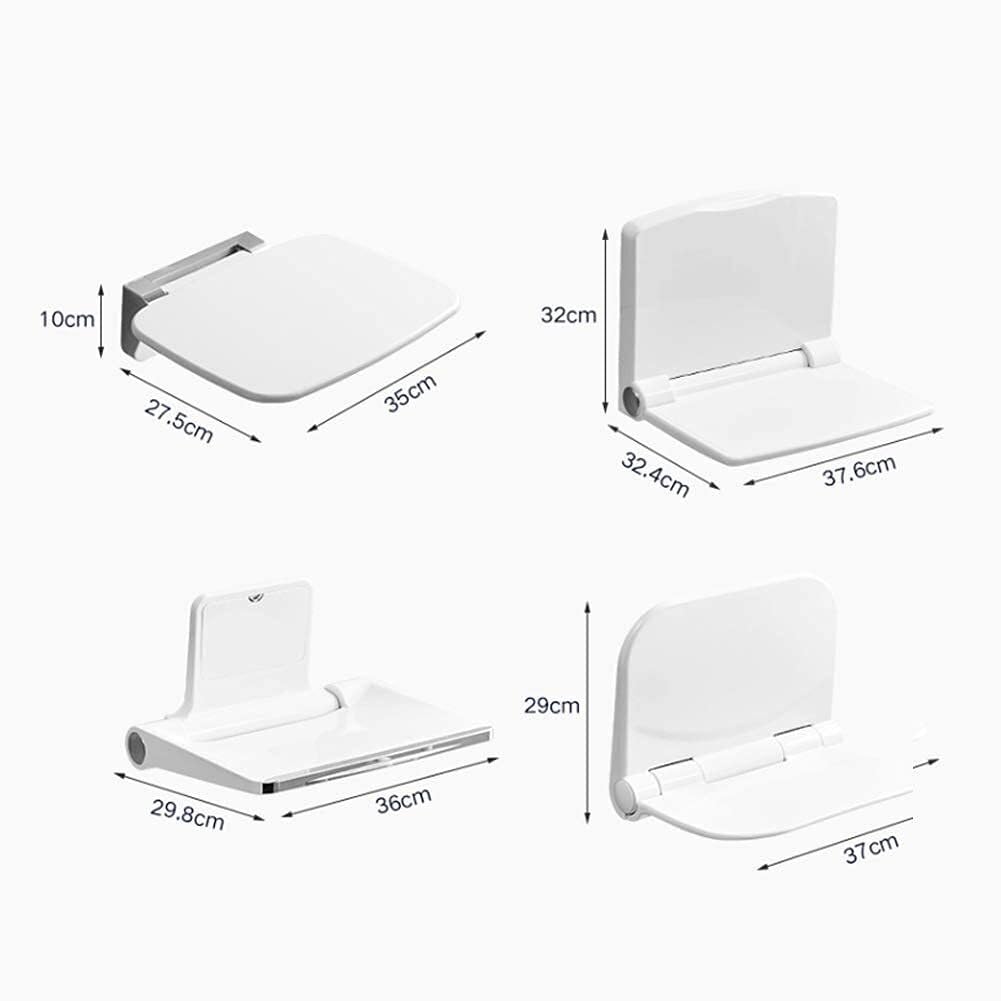 Asiento de Ducha Plegable de Pared, Seguro y abatible. Ahorra Espacio y es fácil de Limpiar. Acabado Cromado Pulido.