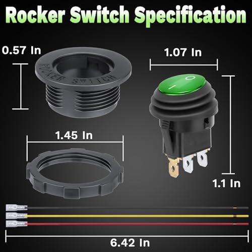 Image of BFXM Round Rocker Switch, Toggle Switch 12V, On Off Switch, SPST 3 Pin