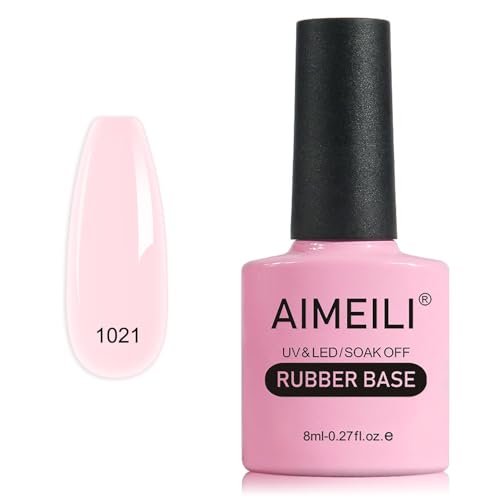 AIMEILI Rubber Base 8ml Flexible Builder Selbstglättendes Gel Unterlack Nail Strengthener Rhinestone Glue Gel Nagellack Transparent Jelly Rubbergel 5 IN 1-1021