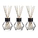 KMwares 3PC Set 7oz Clear Glass Reed Oil Refillable Diffuser Bottles with Black Caps and 24PC Natural Reed Sticks for Home Fragrance & Decoration
