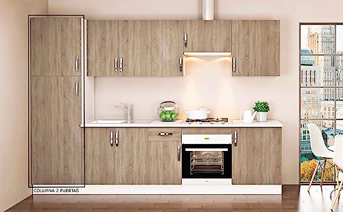 HOGAR24 ES - Mueble Columna de Cocina 2 Puertas Color Roble Cortez, Medidas: 215 x 60 x 58 cm - imagen 2