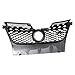 BST BSSP Front Bumper Grille Carbon Fiber Print Upper Hex Mesh Grill Comptble with 2006 2007 2008 2009 Volkswagen VW MK5 Jetta GTI/GLI, ABS Material, W/Hole&Chrome Trim
