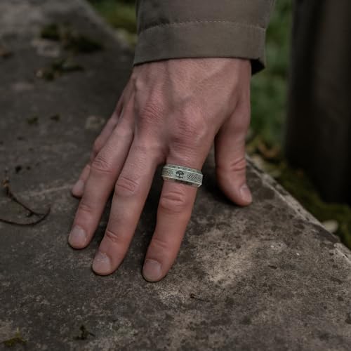 Vintage Celtic Knot Band Rings for Men,Stainless Steel Norse Viking Tree of life Rings, Size 7-133