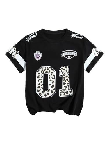 Image of RoseSeek Women's Graphic Letter Tee Crew Neck Drop Shoulder Trendy Summer T Shirt Short Sleeve Vintage Car Print Top