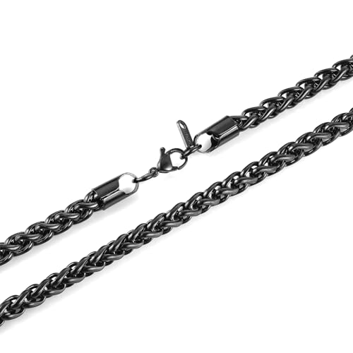 Image of HZMAN 3.0 mm Stainless Steel Wheat Silver Chain Necklaces for Men & Women 16 inch -36 inch