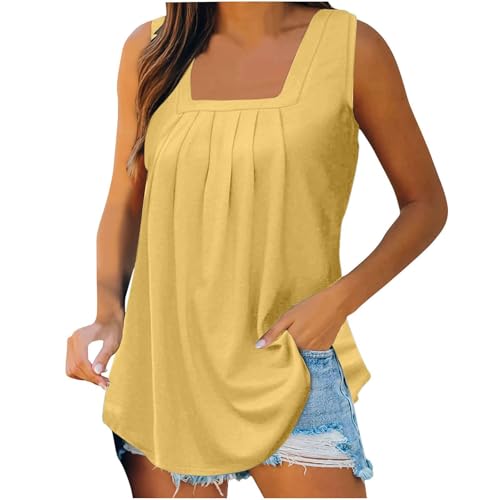 Canotta da donna estiva, senza maniche, a maniche lunghe, plissettata,