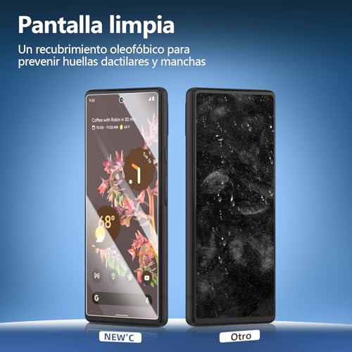 NEW'C 3 Piezas, Protector Pantalla para Google Pixel 6, Cristal templado Antiarañazos, Antihuellas, Sin Burbujas, Dureza 9H, 0.33 mm Ultra Transparente, Ultra Resistente