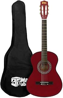 Mad About MA-CG08 gitara klasyczna, 1/2 rozmiar czerwona gitara klasyczna - kolorowa gitara hiszpańska z torbą, paskiem, kostką i zapasowymi strunami