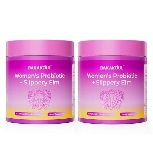 Image of BAKAKOUL Feminine Probiotics Gummies for Women, Vaginal Probiotics with Slippery Elm,Prebiotics & Probiotics Supports pH Balance,Immune Health, Vegan, Non-GMO, Pineapple Flavor,120 Gummies 2 Pack