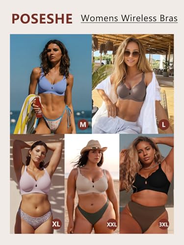 POSESHE Bras for Women No Underwire Wave Push Up Wireless Seamless Full Coverage Bralettes Lift Everyday Bra4