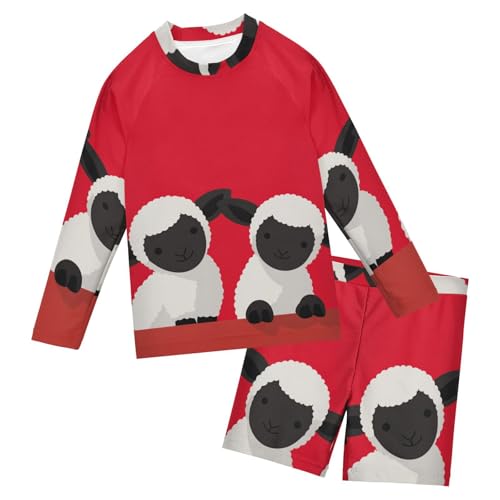Conjunto de protección UV para niños de 3 a 10 años rojo y blanco Crazy Farm Animal