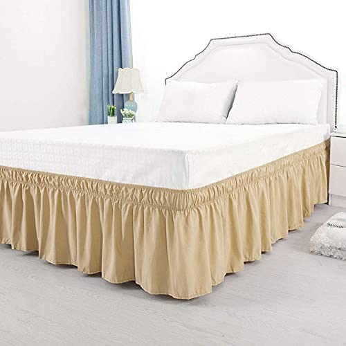 YRM Bedding's Beige Bed Skirt Wrap Around 600 Microfiber with Easy Fit with 16'' Inch Tailored Drop - Shrinkage and Fade Resistant with Microfiber 16'' Bed Skirt King Size [78'' x 80'']-picture-12