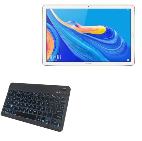 BoxWave Keyboard Compatible with Huawei MediaPad M6 10.8 - SlimKeys Bluetooth Keyboard - with Backlight, Portable Slim LED 7 Colors - Jet Black