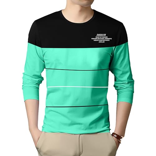 Image of JUGULAR Men Striped Round Neck Pure Cotton Multicolor Regular Fit T-Shirt