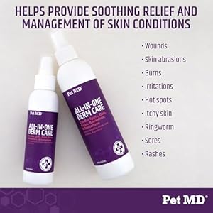 Pet MD All in One Derm Care Hypochlorous Acid Spray for Dogs All Pets Skin Soother for Dogs Wound Spray for Dogs Cat Wound Care Dog Hot Spot Remedy Dog Itch Relief 4oz