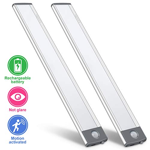 LED Motion Sensor Cabinet Light,Under Counter Closet Lighting, Wireless USB Rechargeable Kitchen Night