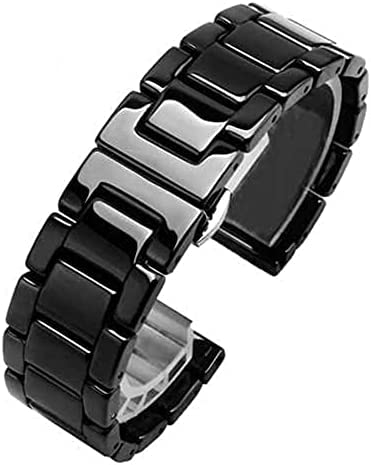 Pasek Ceramiczny, Zapięcie Motylkowe | Długość 17 Cm, Pasuje Do Wielu Rozmiarów, Dodatek Do Zegarka Damskiego (Black a 22mm)