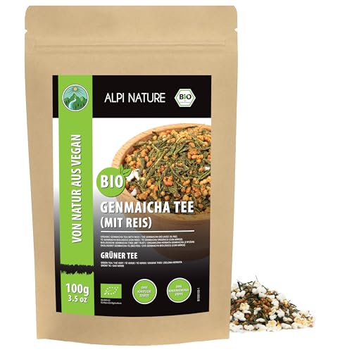 Alpi Nature Genmaicha Thé BIO 100g, Thé Vert Japonais au
