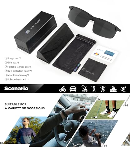 Image of ANYLUV Polarized Sunglasses for Men Carbon Fiber Sunglasses with UV400 Protection for Fishing Driving Gift