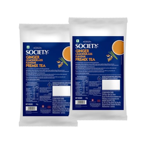Image of Society One Minute Tea | Lemongrass Flavour | Refreshing Lemongrass Flavour | Flavoured Instant Tea | 1 Kg Pouch | Pack Of 2, Black Tea