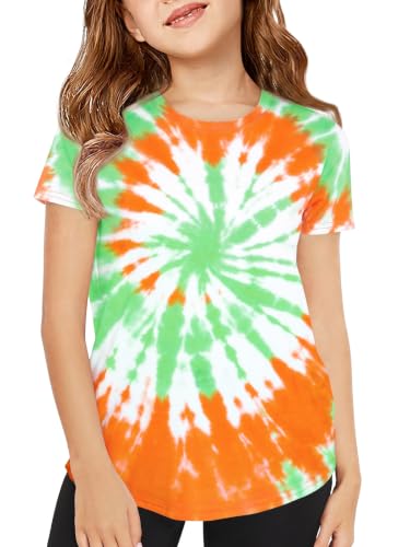 Image of Haloumoning Girls Short Sleeve T Shirts 5-14 Years | Kids Summer, T shirt Girls,Crewneck Tops, Curved Hem Tees,Back to School Summer Tops,Fashion Clothes