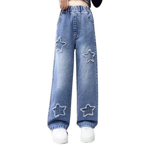 Jeans for Girls Baggy Trousers for Teens Y2K Denim Pants Wide Leg High Elastic Waisted Jeans with Pockets Comfort Fit