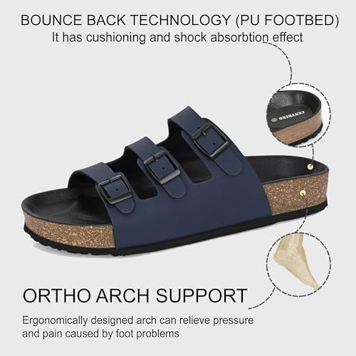 Image of Centrino Men's Berkin-Style Slip-On Sandals | Open Toe Design | Soft PU Footbed | Lightweight & Comfortable | Arch Support | On-Grip Sole | Casual Outdoor Wear (9208)