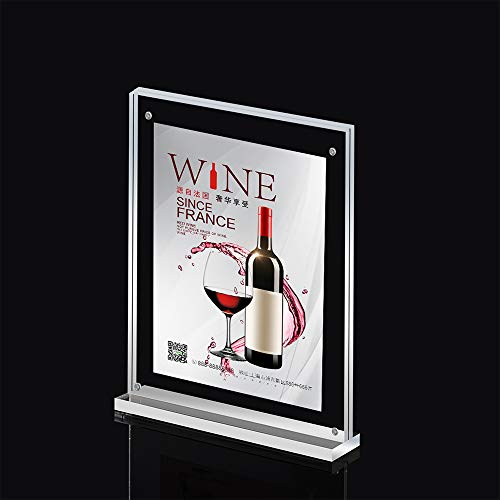 QQRH Soporte de sobremesa Menu Soporte acrílico Recto para Carteles Forma de T Doble Cara Ideal para promociones restaurantes Marcos de Fotos Documentos y más Titular de Menú Transparente