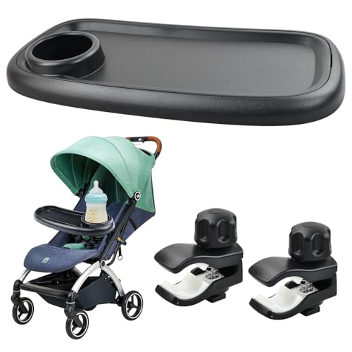 Bandeja para Cochecito de Bebé, 41x20cm, Universal Bandeja de Bocadillos Cochecito, Giratorio de 360 Grados, Extraíble Antideslizante Accesorio de Carrito de Bebé